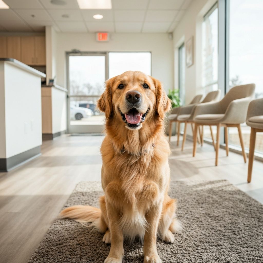 Happy dog at clinic